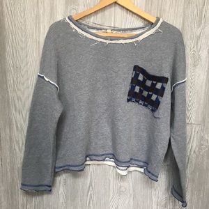 Hem & Thread Gray Cropped Slightly Sweater